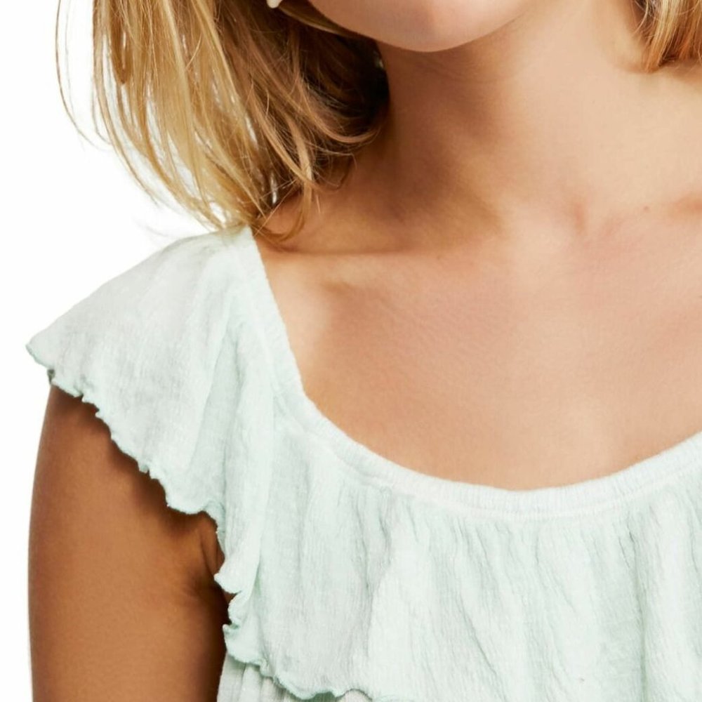 Free People Cora Lee Off the Shoulder Top-Green - Picture 4 of 8